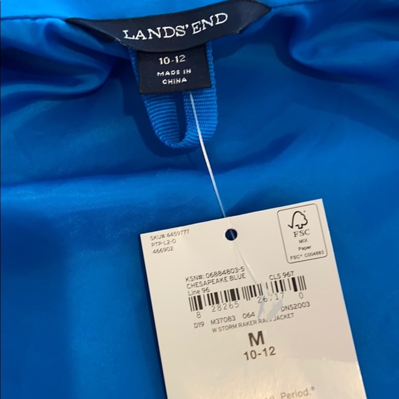 LANDS END CHESAPEAKE BLUE STORM‎ RAKER RAIN JACKET W HOOD SIZE MEDIUM - Picture 7 of 9